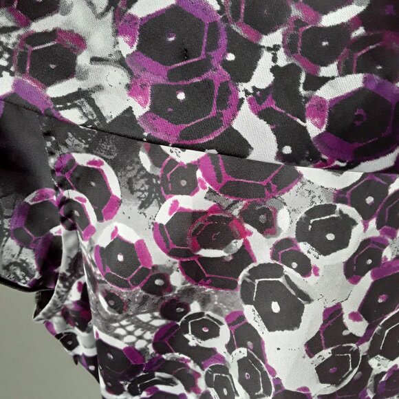 Worthington colorful purple and gray floral cowl neck top size L - Picture 7 of 12